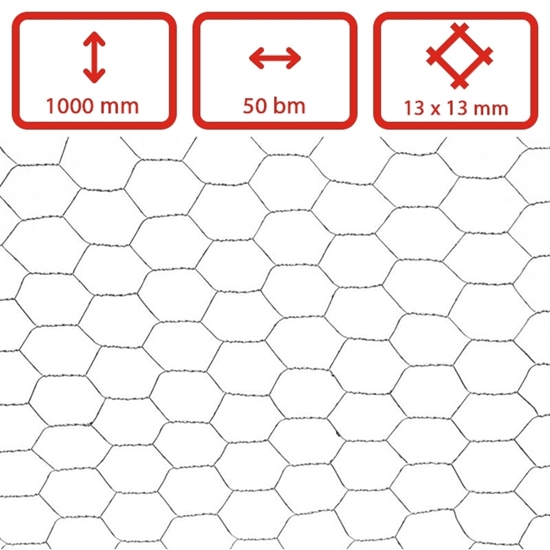 Obrázek z Šestihranné chovatelské pletivo Zn, oko 13 mm, role 10 m, výška 500 mm