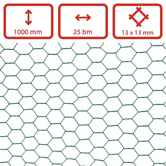 Obrázek z Šestihranné chovatelské pletivo pozinkované a poplastované oko 13 mm